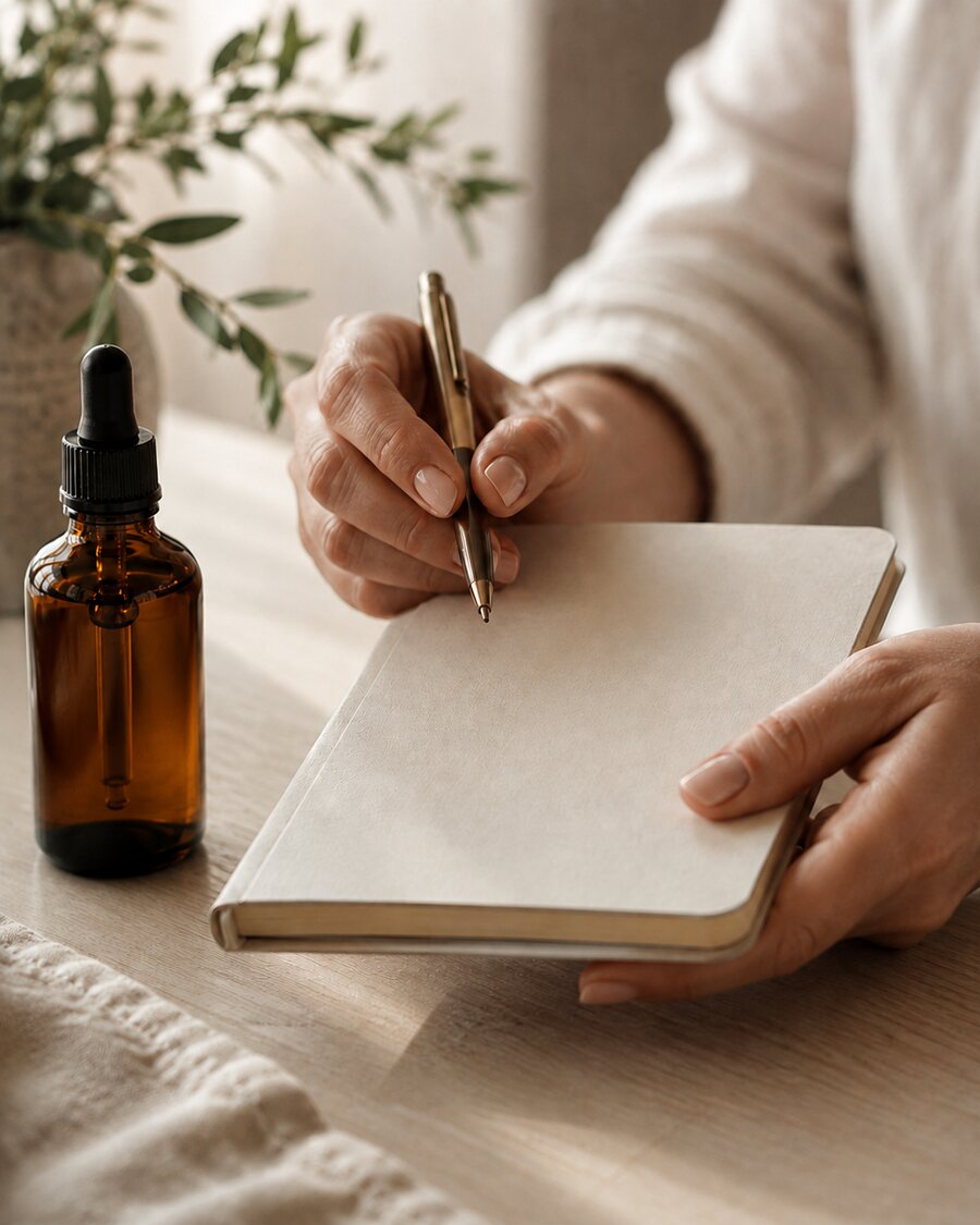 Consultation notes and remedy bottle